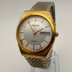 Vintage Advance Quartz Day-Date Men's Wristwatch - 80s/90s Working New Battery